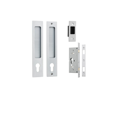 Sliding Door Euro Entrance Kit Rectangular Brushed Chrome