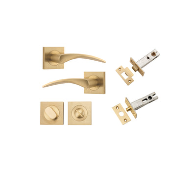 Oxford Lever on Square Rose Brushed Brass Privacy Kit