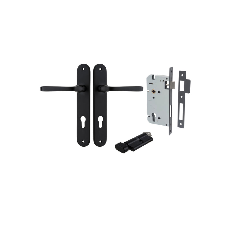 Annecy Lever Oval Matt Black Entrance Kit - Key/Thumb Turn