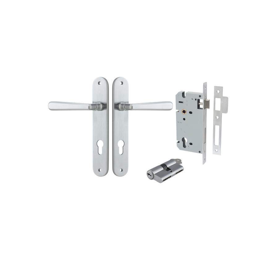 Copenhagen Lever Oval Brushed Chrome Entrance Kit - Key/Key
