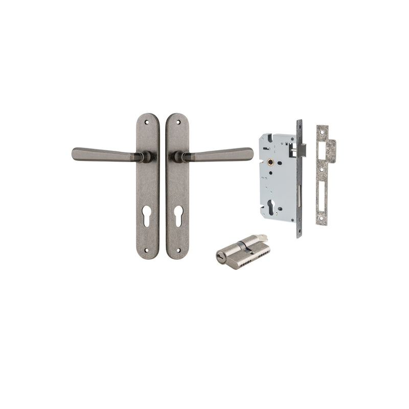 Copenhagen Lever Oval Distressed Nickel Entrance Kit - Key/Key