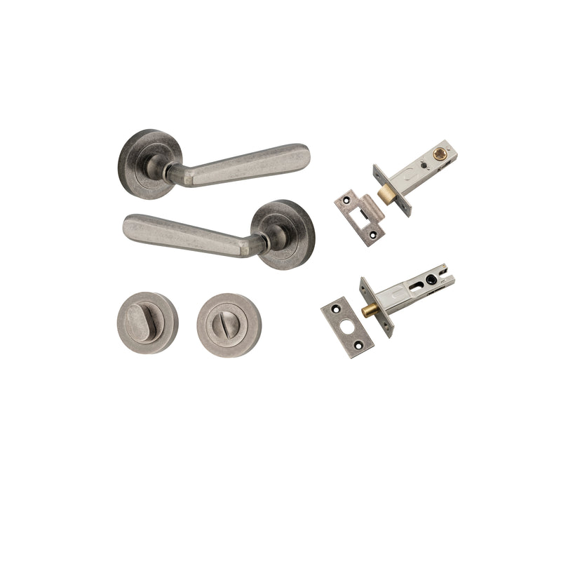 Copenhagen Lever on Rose Distressed Nickel Privacy Kit