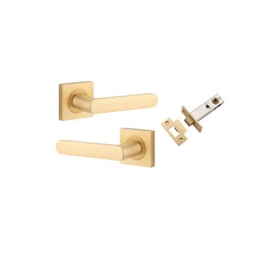 Osaka Lever on Square Rose Brushed Brass Passage Kit