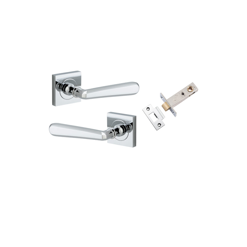 Copenhagen Lever on Square Rose Polished Chrome Passage Kit