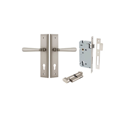 Copenhagen Lever Stepped Satin Nickel Entrance Kit - Key/Thumb Turn