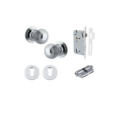 Guildford Knob on Rose Polished Chrome Entrance Kit - Key/Key