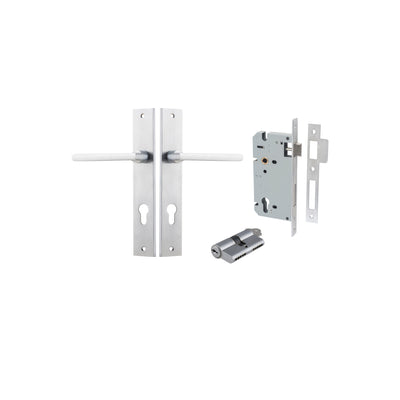 Baltimore Lever Rectangular Brushed Chrome Entrance Kit - Key/Key