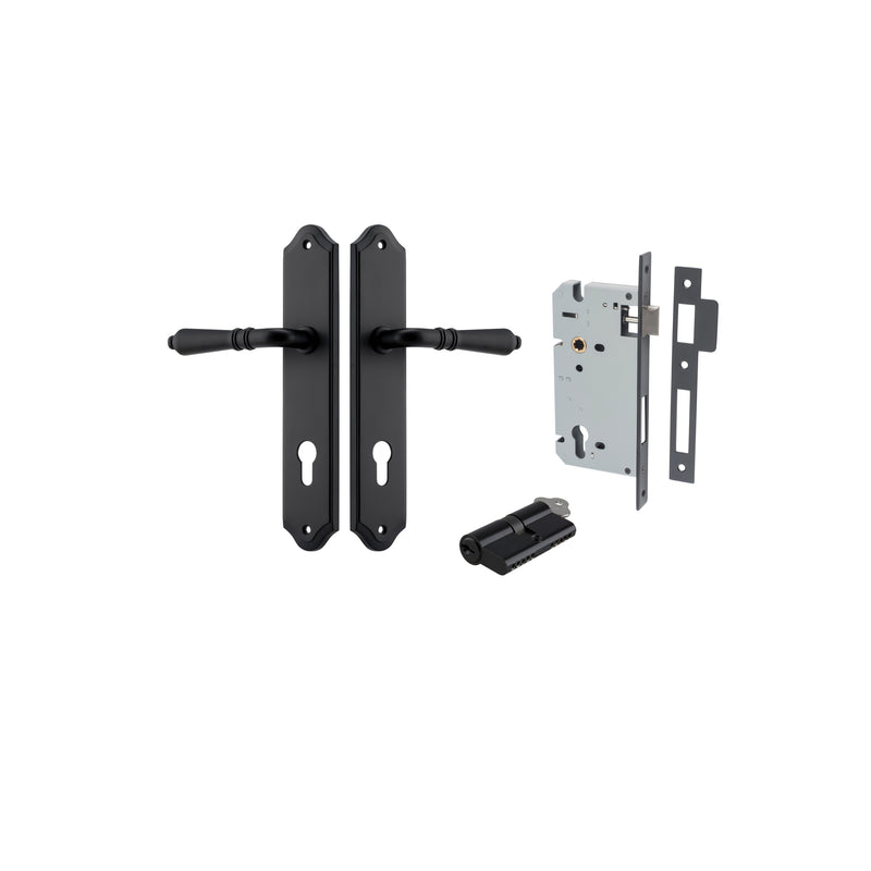 Sarlat Lever Shouldered Matt Black Entrance Kit - Key/Key