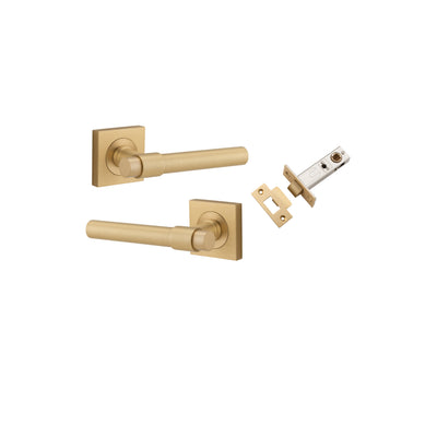 Helsinki Lever on Square Rose Brushed Brass Passage Kit