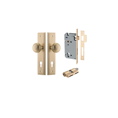 Paddington Knob Stepped Brushed Brass Entrance Kit - Key/Key