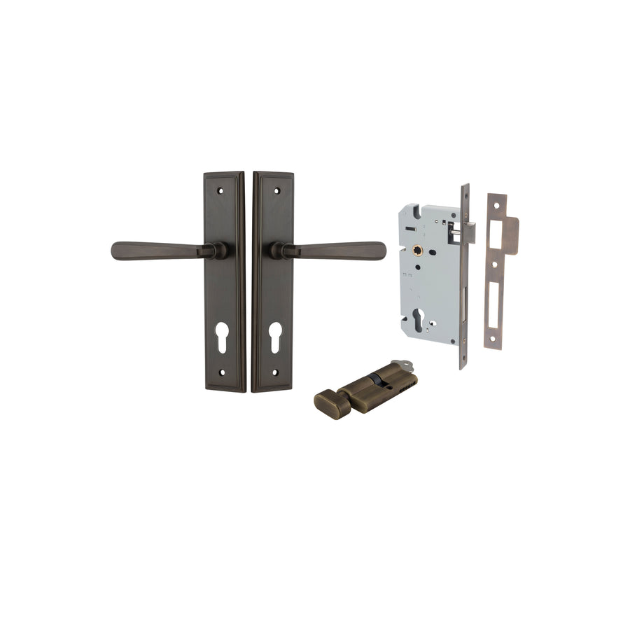 Copenhagen Lever Stepped Signature Brass Entrance Kit - Key/Thumb Turn