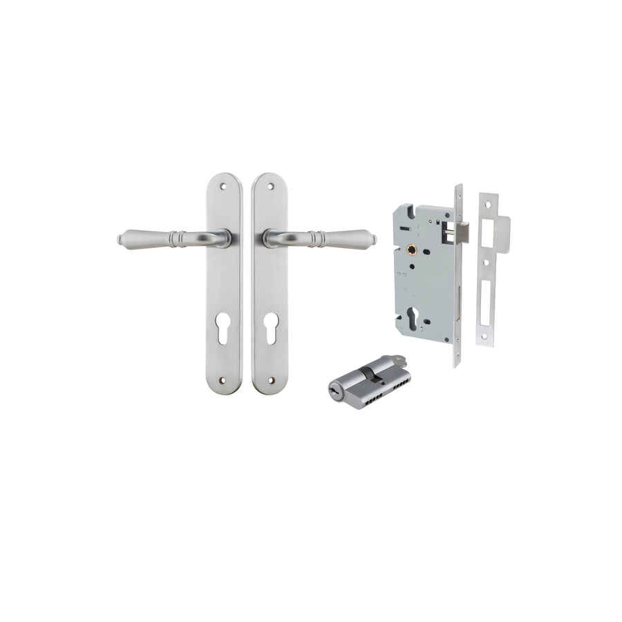 Sarlat Lever Oval Brushed Chrome Entrance Kit - Key/Key