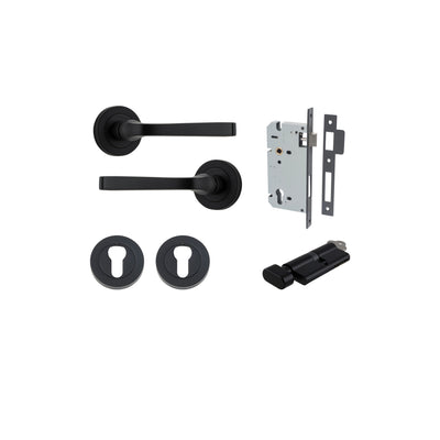 Annecy Lever on Rose Matt Black Entrance Kit - Key/Thumb Turn