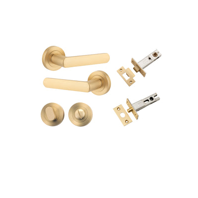 Osaka Lever on Rose Brushed Brass Privacy Kit