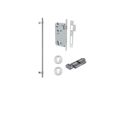 Helsinki Pull Handle Brushed Chrome 600mm Entrance Kit - Key/Thumb Turn