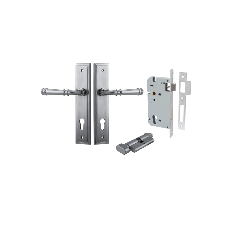 Verona Lever Stepped Brushed Chrome Entrance Kit - Key/Thumb Turn