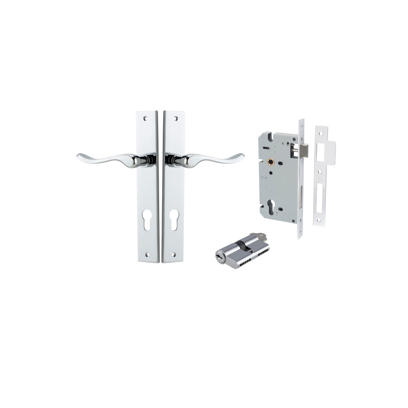 Stirling Lever Rectangular Polished Chrome Entrance Kit - Key/Key