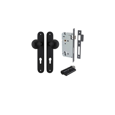 Guildford Knob Oval Matt Black Entrance Kit - Key/Key