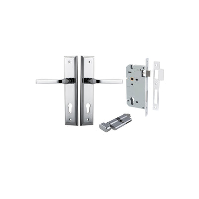Annecy Lever Stepped Polished Chrome Entrance Kit - Key/Thumb Turn