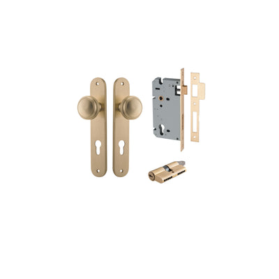 Paddington Knob Oval Brushed Brass Entrance Kit - Key/Key