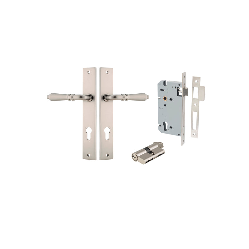 Sarlat Lever Rectangular Satin Nickel Entrance Kit - Key/Key