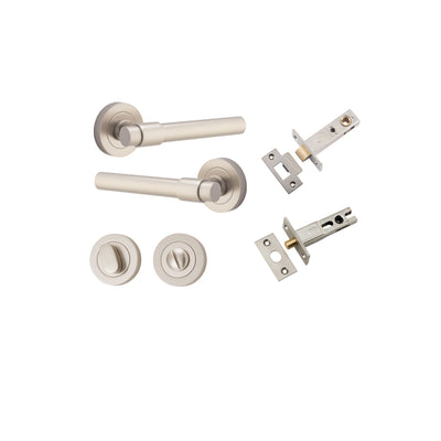 Helsinki Lever on Rose Satin Nickel Privacy Kit