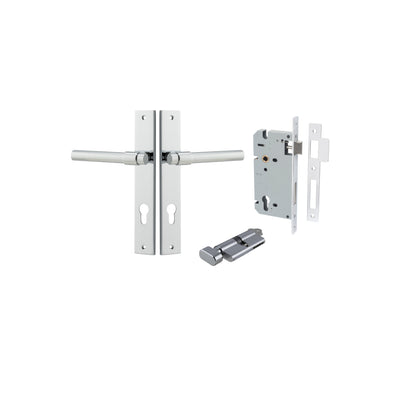 Helsinki Lever Rectangular Polished Chrome Entrance Kit - Key/Thumb Turn