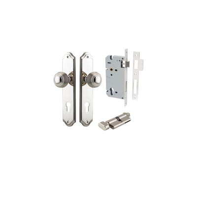 Guildford Knob Shouldered Polished Nickel Entrance Kit - Key/Thumb Turn