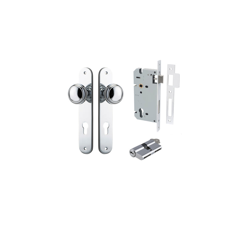 Paddington Knob Oval Polished Chrome Entrance Kit - Key/Key