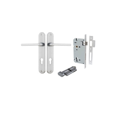 Baltimore Lever Oval Brushed Chrome Entrance Kit - Key/Thumb Turn