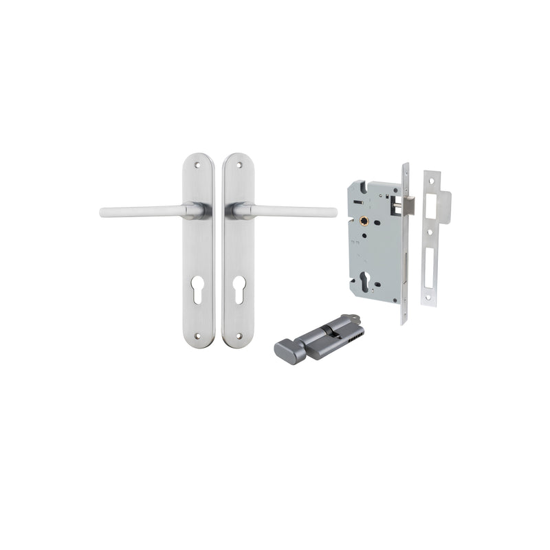 Baltimore Lever Oval Brushed Chrome Entrance Kit - Key/Thumb Turn