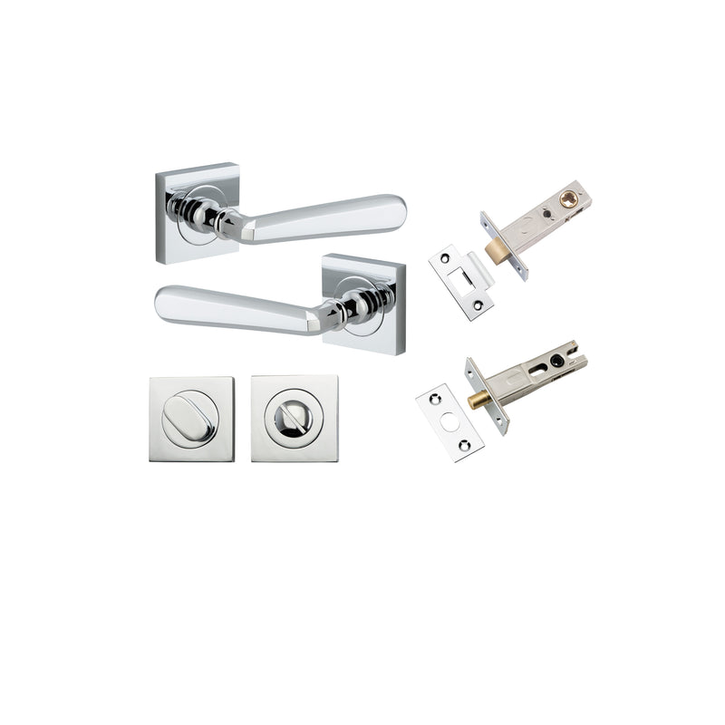 Copenhagen Lever on Square Rose Polished Chrome Privacy Kit