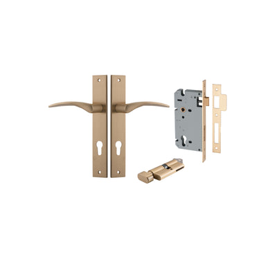 Oxford Lever Rectangular Brushed Brass Entrance Kit - Key/Thumb Turn