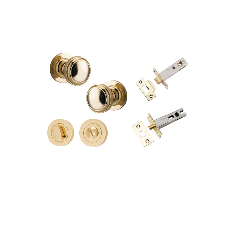 Paddington Knob on Rose Polished Brass Privacy Kit