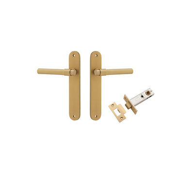 Helsinki Lever Oval Brushed Brass Passage Kit