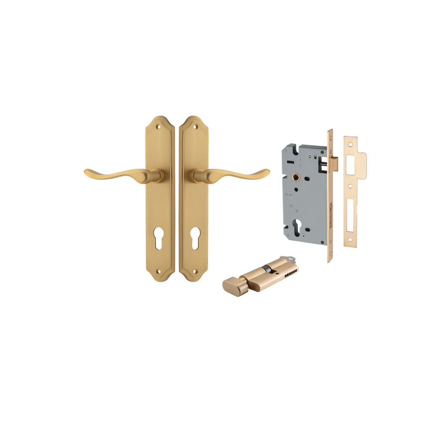 Stirling Lever Shouldered Brushed Brass Entrance Kit - Key/Thumb Turn