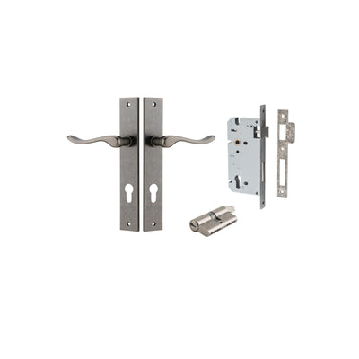 Stirling Lever Rectangular Distressed Nickel Entrance Kit - Key/Key