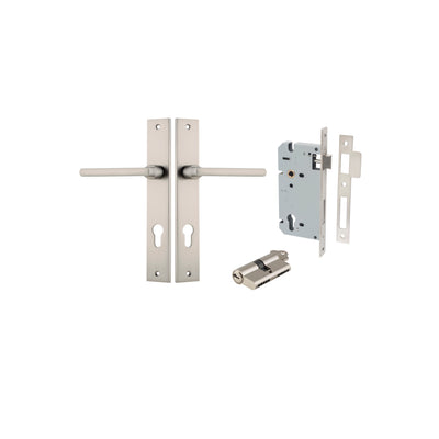 Baltimore Lever Rectangular Satin Nickel Entrance Kit - Key/Key