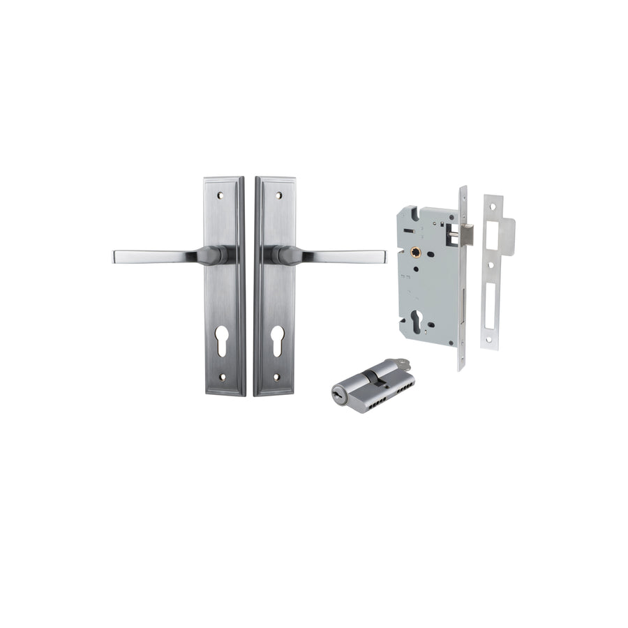 Annecy Lever Stepped Brushed Chrome Entrance Kit - Key/Key