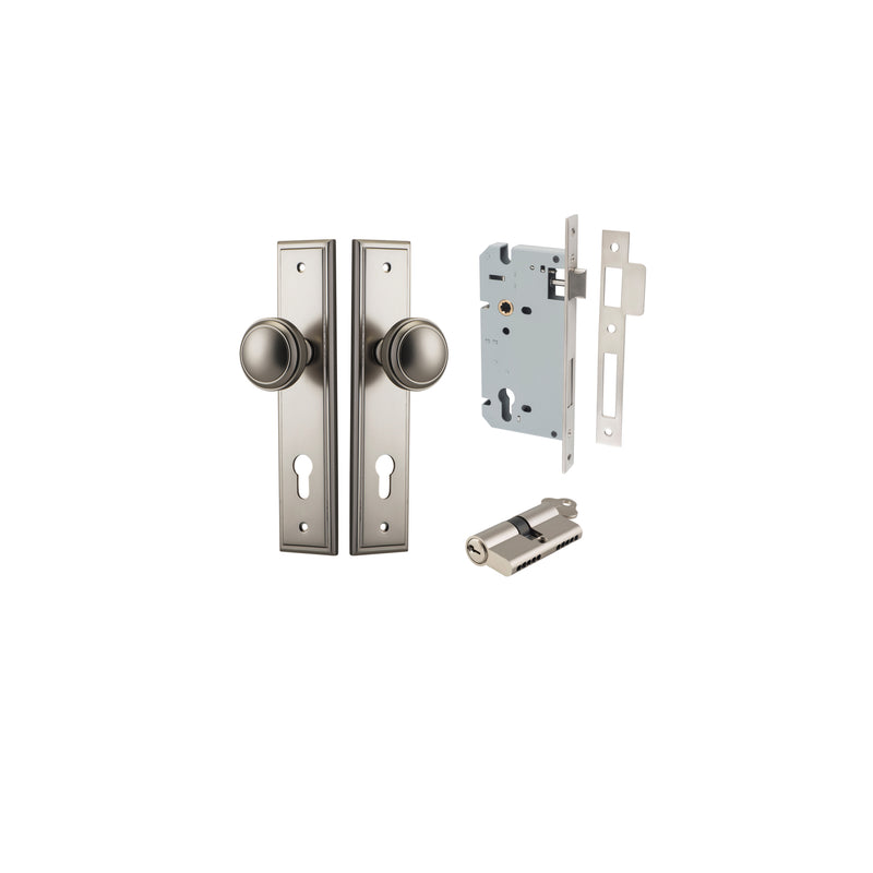 Paddington Knob Stepped Satin Nickel Entrance Kit - Key/Key