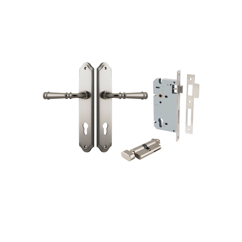 Verona Lever Shouldered Satin Nickel Entrance Kit - Key/Thumb Turn