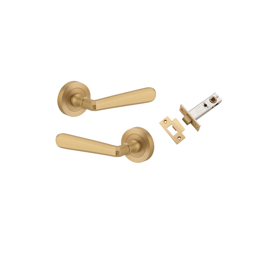 Copenhagen Lever on Rose Brushed Brass Passage Kit