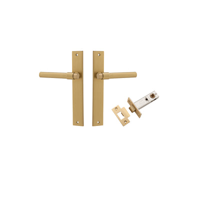 Helsinki Lever Rectangular Brushed Brass Passage Kit