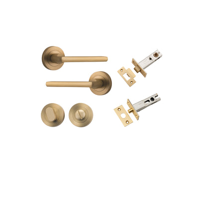Baltimore Lever on Rose Brushed Brass Privacy Kit