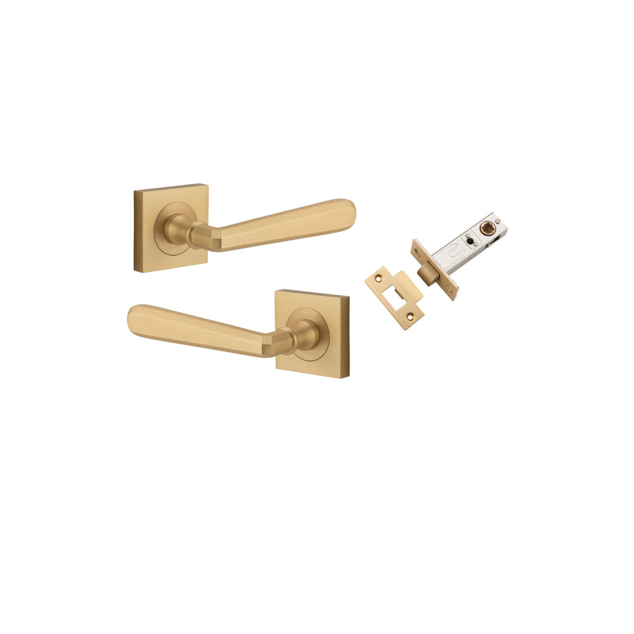 Copenhagen Lever on Square Rose Brushed Brass Passage Kit