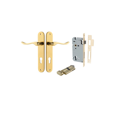 Stirling Lever Oval Polished Brass Entrance Kit - Key/Thumb Turn