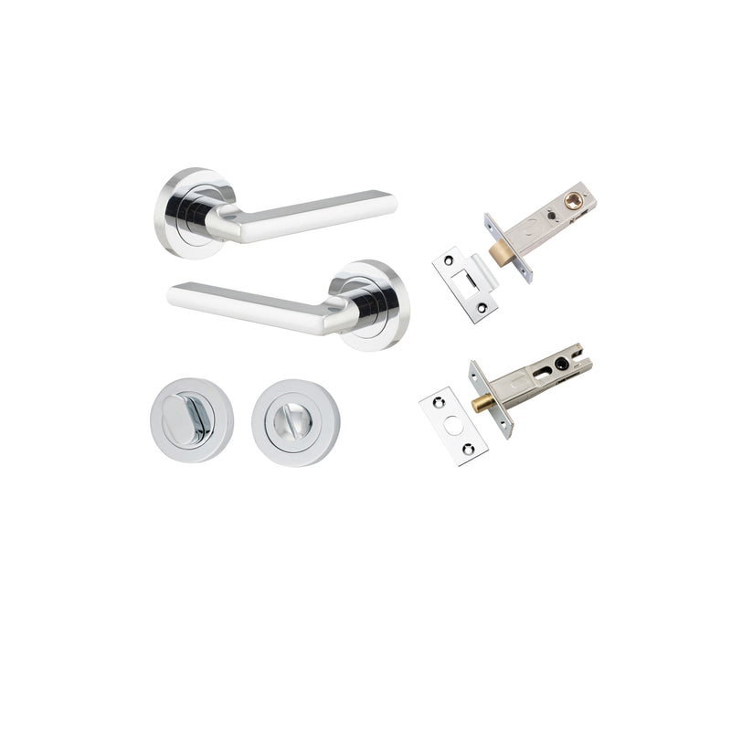 Baltimore Lever on Rose Polished Chrome Privacy Kit