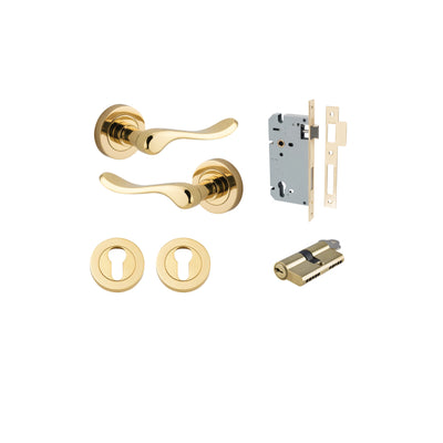 Stirling Lever on Rose Polished Brass Entrance Kit - Key/Key