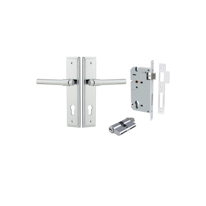 Helsinki Lever Stepped Polished Chrome Entrance Kit - Key/Key