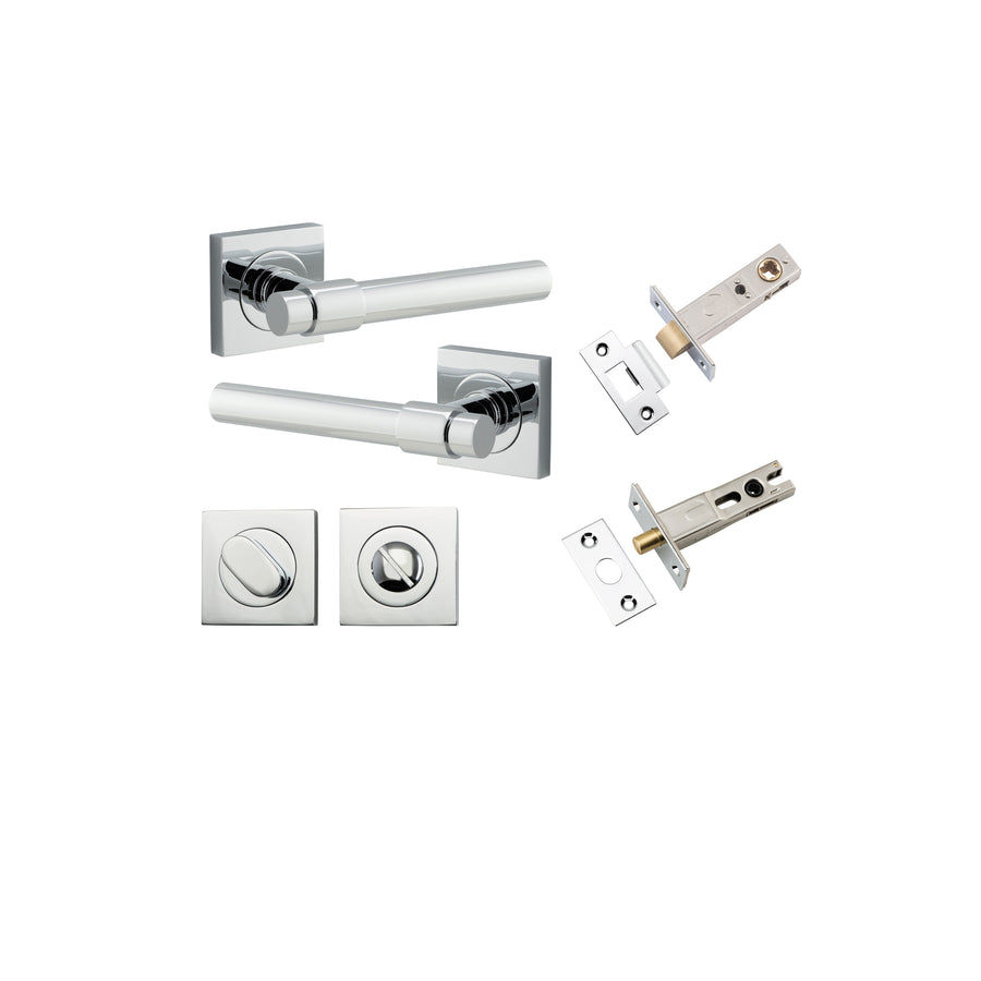 Helsinki Lever on Square Rose Polished Chrome Privacy Kit